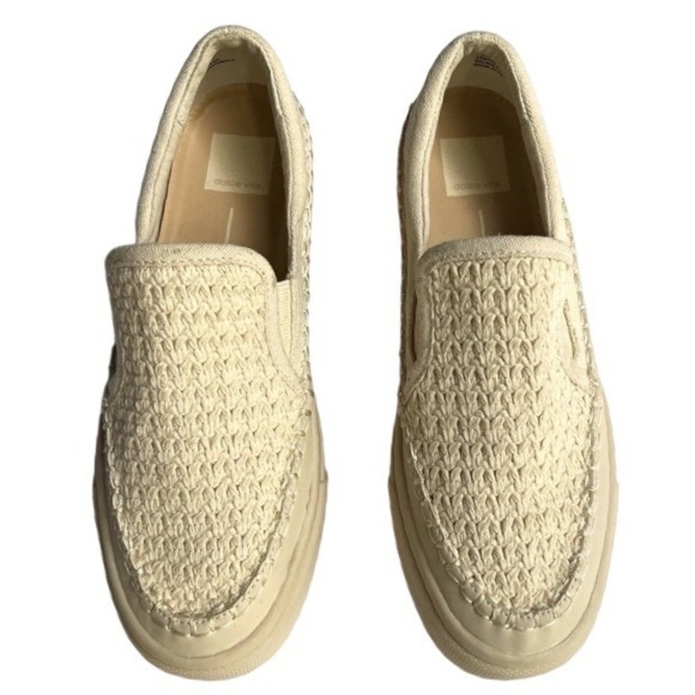 Dolce Vita‎ Woven Platform Slip On Shoes Sz 7.5 Jute Neutral Closed Toe